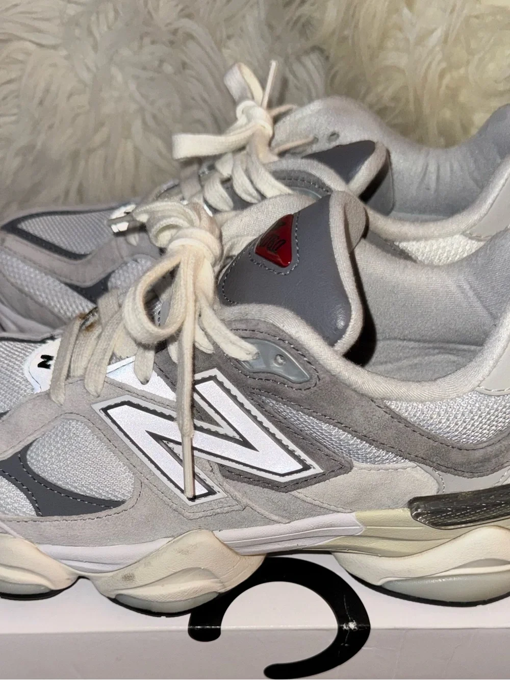 New Balance White, Light Gray & Cream Running Shoes